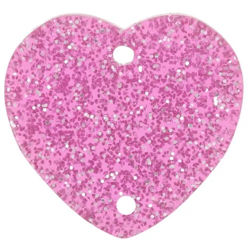15x16.5mm Acrylic heart spacer - Pink glitter x1