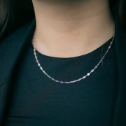 2.35mm 925 Sterling Silver Necklace fancy rectangle x42cm