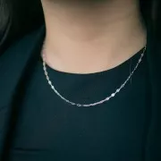 2.35mm 925 Sterling Silver Necklace fancy rectangle x42cm