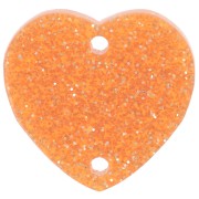 15x16.5mm Acrylic heart spacer - Orange glitter x1