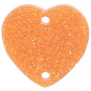 15x16.5mm Acrylic heart spacer - Orange glitter x1