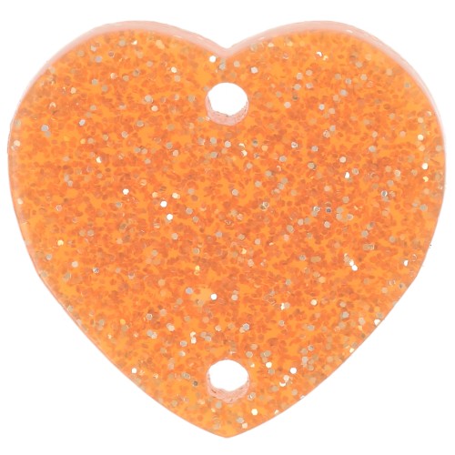 15x16.5mm Acrylic heart spacer - Orange glitter x1
