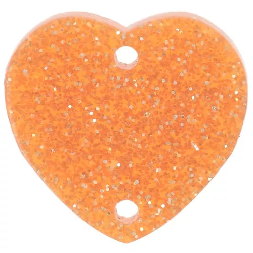 15x16.5mm Acrylic heart spacer - Orange glitter x1