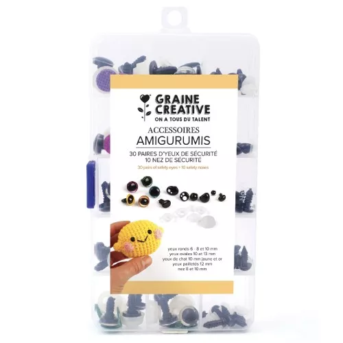 Set of 30 pairs of eyes & 10 safety noses for plush toys and amigurumi x1
