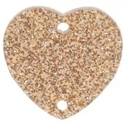 15x16.5mm Acrylic heart spacer - Bronze glitter x1
