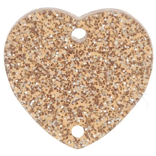 15x16.5mm Acrylic heart spacer - Bronze glitter x1