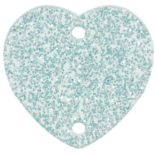 15x16.5mm Acrylic heart spacer - Blue frosted glitter x1