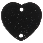 15x16.5mm Acrylic heart spacer - Black glitter x1|raw }}