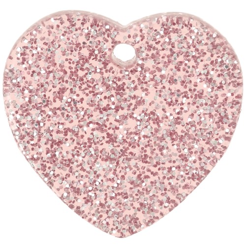 15x16.5mm acrylic heart sequin - Antique pink glitter x1