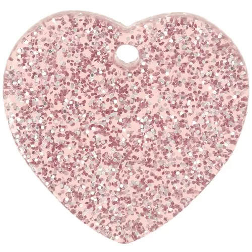 15x16.5mm acrylic heart sequin - Antique pink glitter x1