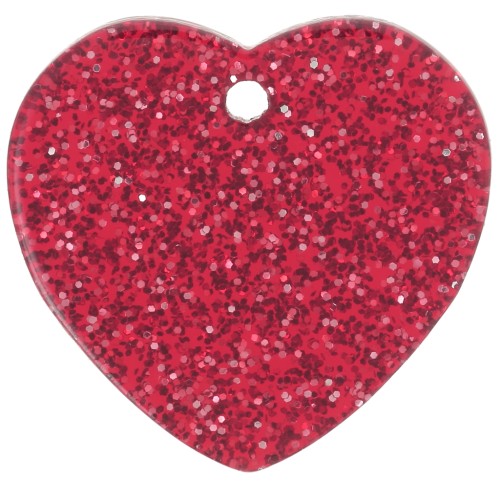 15x16.5mm acrylic heart sequin - Red Glitter x1