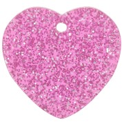 15x16.5mm acrylic heart sequin - Pink glitter x1