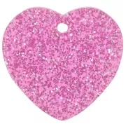 15x16.5mm acrylic heart sequin - Pink glitter x1