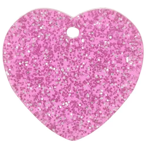15x16.5mm acrylic heart sequin - Pink glitter x1