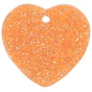 Sequin coeur 15x16.5 mm en acrylique - Pailleté orange x1