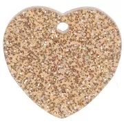 15x16.5mm acrylic heart sequin - Bronze glitter x1