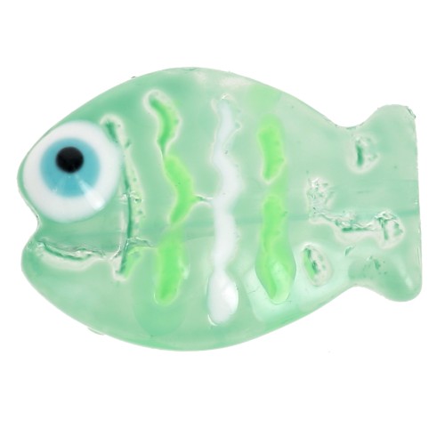 14x10mm Glass fish bead - Light green x1