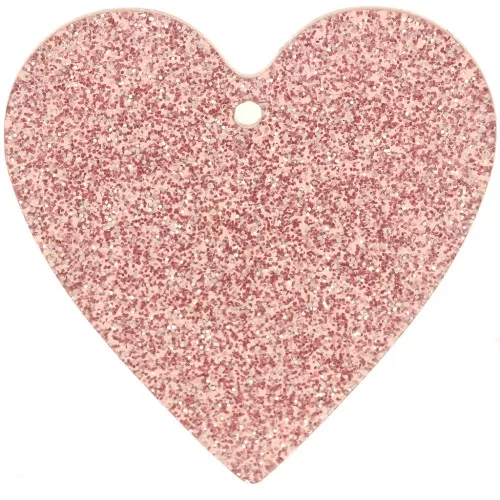 31x32mm acrylic heart pendant - Antique pink glitter x1