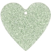 31x32mm acrylic heart pendant - Moss green glitter x1