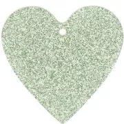 Pendentif coeur 31x32 mm en acrylique - Pailleté vert mousse x1