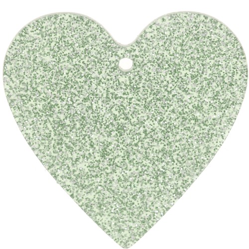 31x32mm acrylic heart pendant - Moss green glitter x1