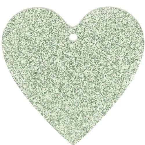 31x32mm acrylic heart pendant - Moss green glitter x1