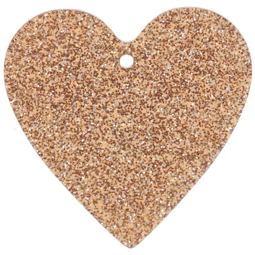 31x32mm acrylic heart pendant - Bronze glitter x1