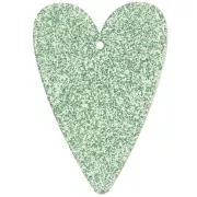 Moss green - Pendentif coeur 34x24 mm en acrylique - Pailleté vert mousse x1 Pendentif coeur 34x24 mm en acrylique - Pailleté vert mousse x1