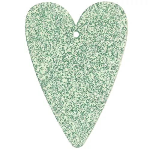 34x24mm acrylic heart pendant - Moss green glitter x1