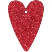 Red - Pendentif coeur 34x24 mm en acrylique - Pailleté rouge x1 Pendentif coeur 34x24 mm en acrylique - Pailleté rouge x1