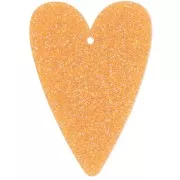 Orange - Pendentif coeur 34x24 mm en acrylique - Pailleté orange x1 Pendentif coeur 34x24 mm en acrylique - Pailleté orange x1