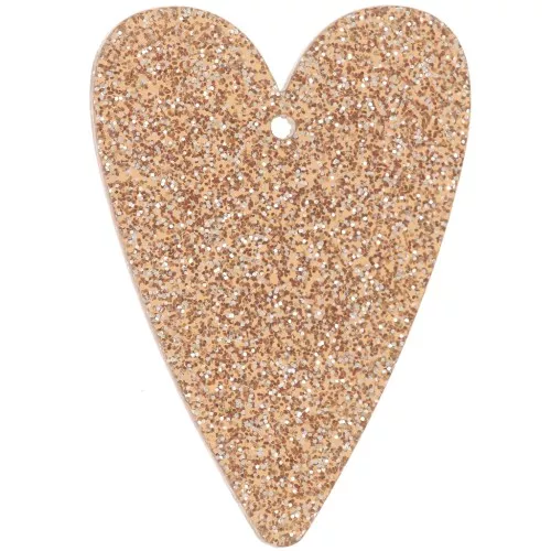 34x24mm acrylic heart pendant - Bronze glitter x1