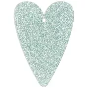 Glacier Blue - Pendentif coeur 34x24 mm en acrylique - Pailleté bleu givré x1 Pendentif coeur 34x24 mm en acrylique - Pailleté bleu givré x1