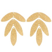 62x45mm Set of 6 acrylic leaf pendants - Golden glitter x1|raw }}