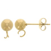 6mm 304L stainless steel ball earstuds with open ring - Gold x20