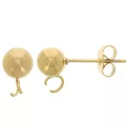 6mm 304L stainless steel ball earstuds with open ring - Gold x20