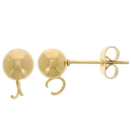 6mm 304L stainless steel ball earstuds with open ring - Gold x20