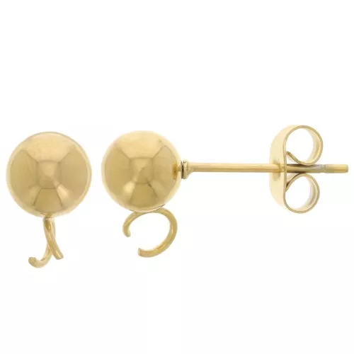 6mm 304L stainless steel ball earstuds with open ring - Gold x20