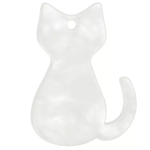 21x15mm acrylic cat pendant - Pearlescent white x1