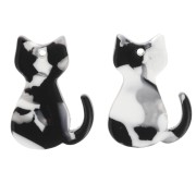 21x15mm acrylic cat pendant - Tortoiseshell - Black - Pearlescent white x1