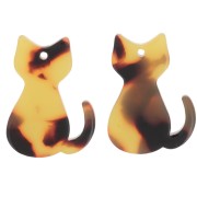 21x15mm acrylic cat pendant - Tortoiseshell - Brown - Black x1