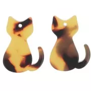 21x15mm acrylic cat pendant - Tortoiseshell - Brown - Black x1