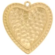28x26mm 304L stainless steel Pendants hammered domed heart - Gold x2