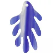 30x18mm Coral pendant in acetate - Striped - Dark blue - Pearlescent white x1