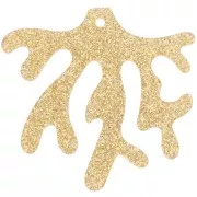 Golden - 36.5x39mm coral acrylic pendant - Gold glitter x1 36.5x39mm coral acrylic pendant - Gold glitter x1