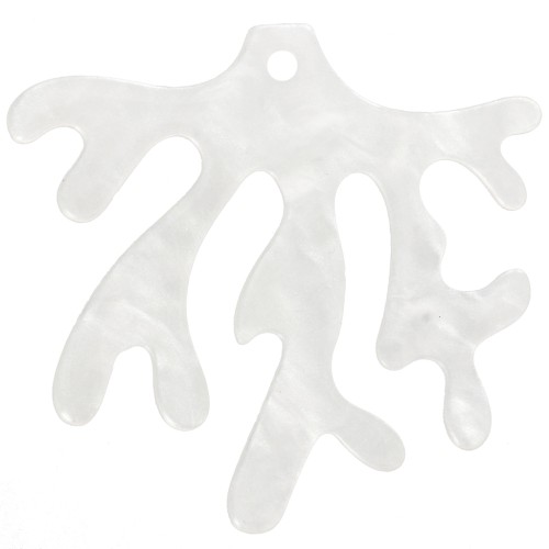 36.5x39mm coral acrylic pendant - Pearlescent white x1