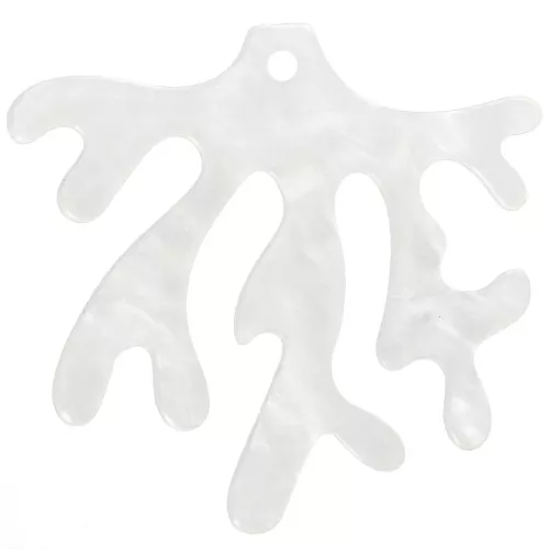 36.5x39mm coral acrylic pendant - Pearlescent white x1
