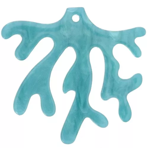 36.5x39mm coral acrylic pendant - Peacock blue x1