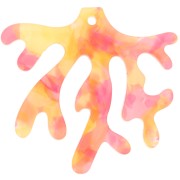 36.5x39mm coral acrylic pendant - Tortoiseshell - Orange - Pearly pink