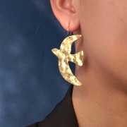 51x36mm Hammered bird pendants by Perles& Co - 304L stainless steel - Gold x2